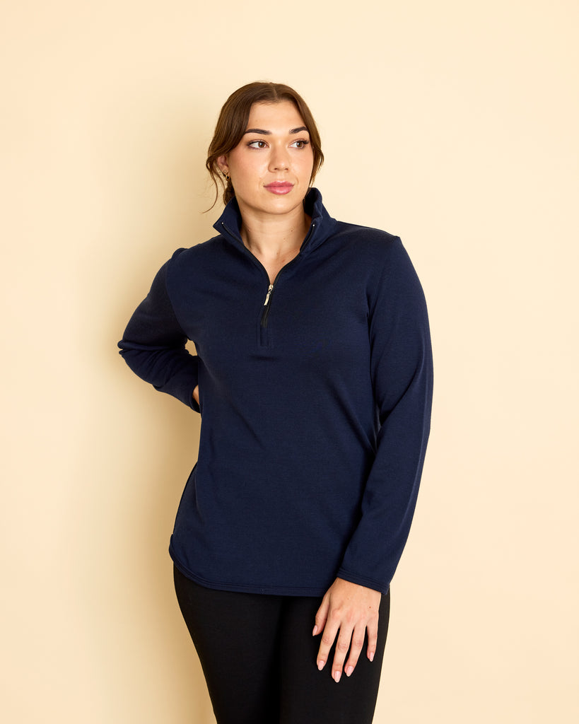 Womens Relaxed Fit 1/4 Zip Pullover