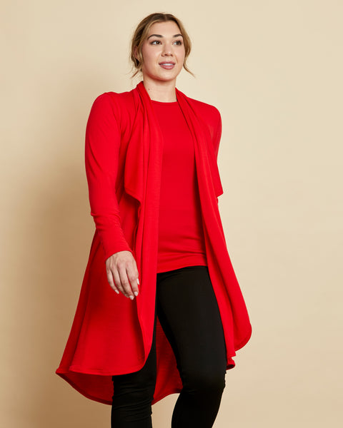 Red longline cardigan clearance